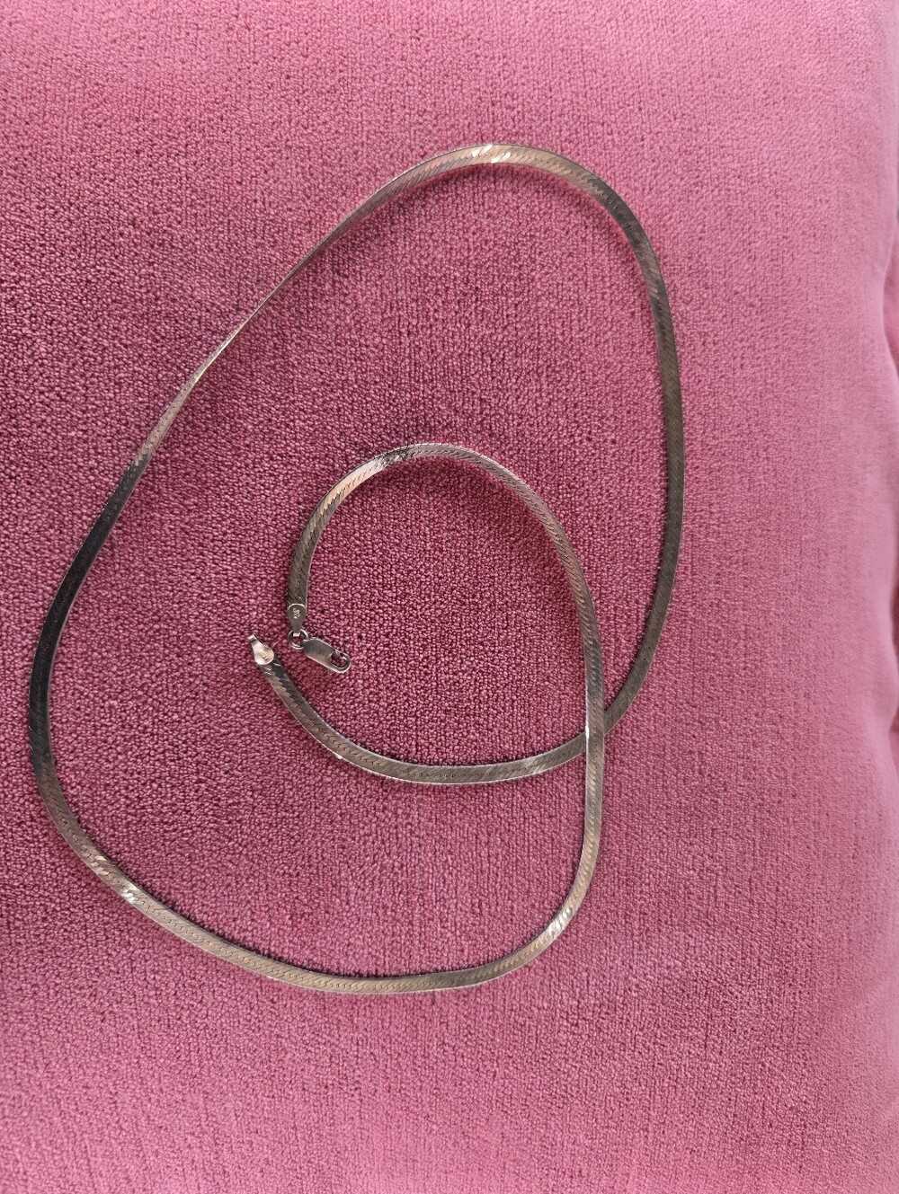Vintage Italian Classic 925 Silver Herringbone Extra Long Necklace